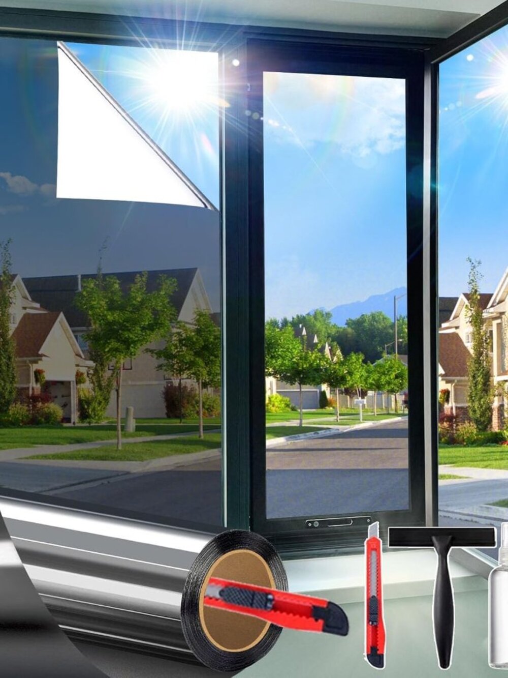 One-Way Reflective Window Privacy Film – See Out Not In – Silver – 29.5" x 78.74